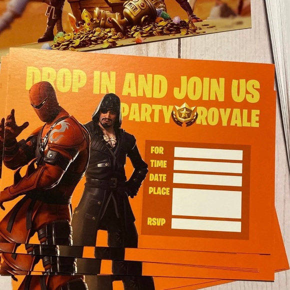 3/$15 SALE  10 Fortnite season 8 battle party royale birthday invitations passes - Picture 2 of 5